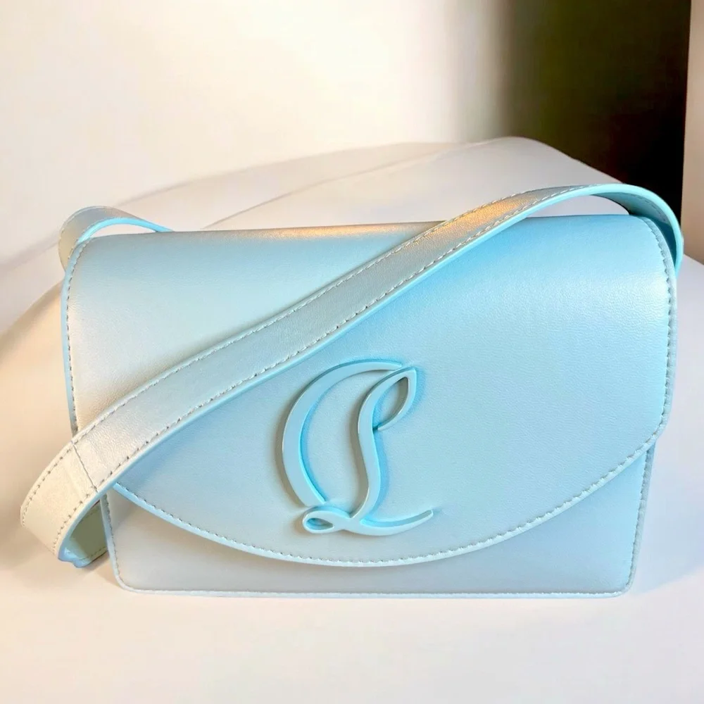 Christian Louboutin Loubi54 Small Leather Crossbody Bag Mint / Light Blue Color - Picture 1 of 15